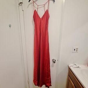 Zara - Satin Long Red Dress